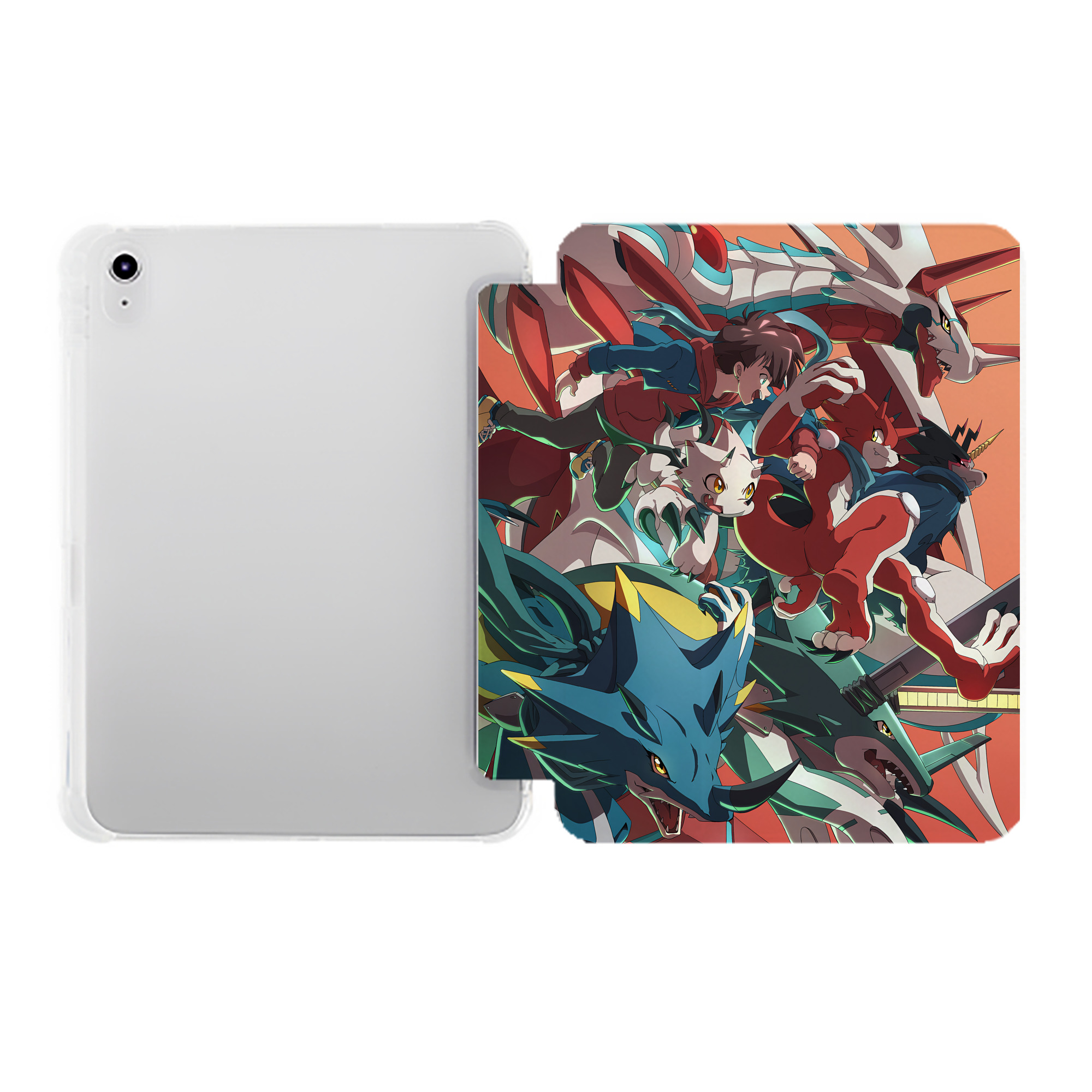 （画像用） Digimon デジタルモンスター/デジモン IPad ケース ペン収納付き 三つ折りスタンド PUレザー×シリコン 対応機種9.5/10.5/10.9インチ